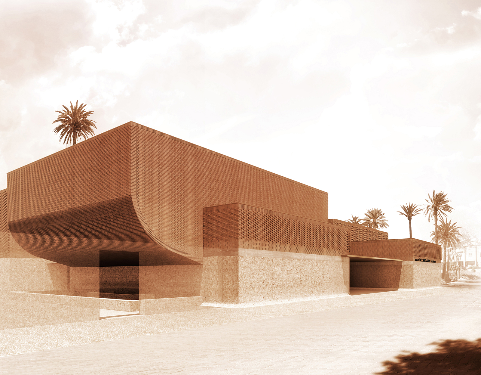 Musée Yves Saint Laurent Marrakech, entrance courtyard (c) 2016 Studio KO Fondation Pierre Bergé Yves Saint Laurent