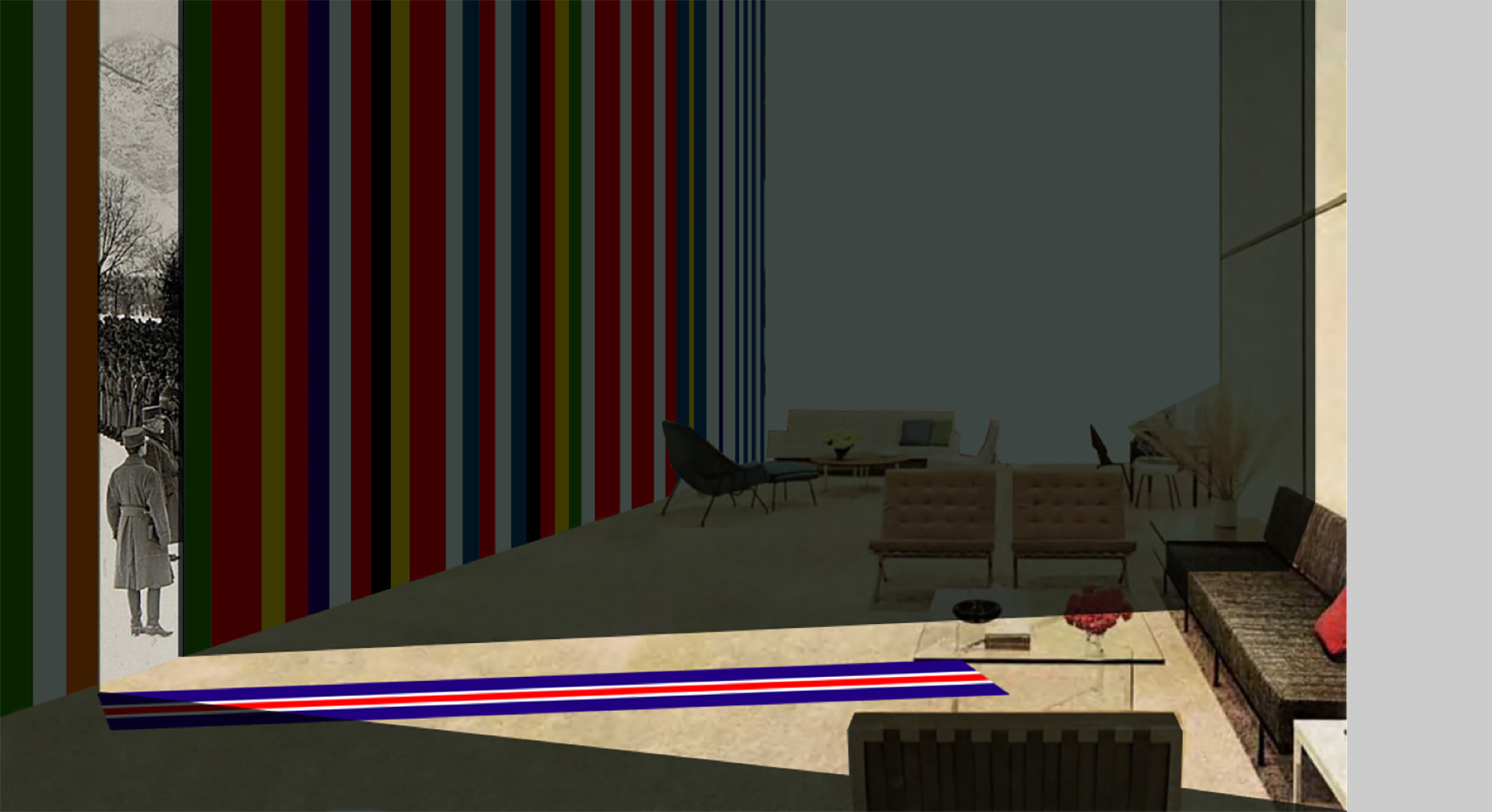 Pan-European Living Room installation sketch by OMA