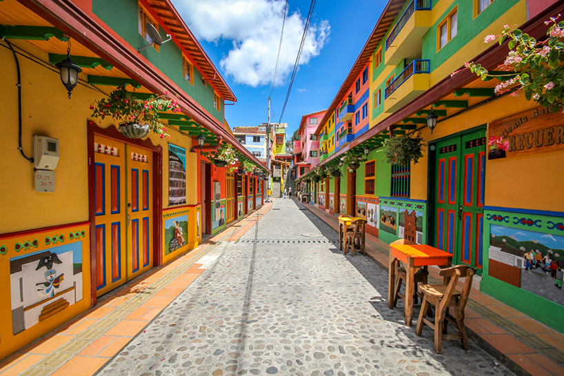 Colombian town colourful streets