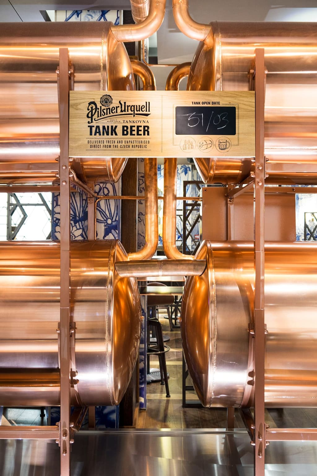 Copper tanks at Alan Yau's The Duck and Rice