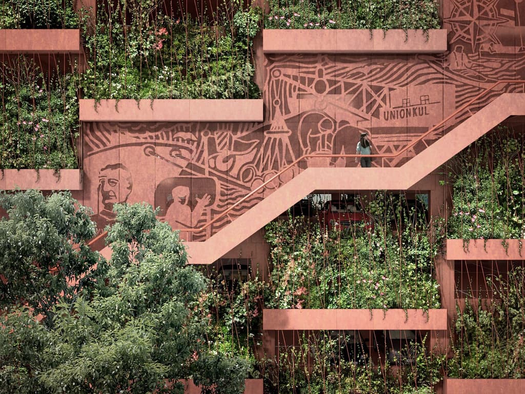 JAJA Architects Copenhagen - exterior of carpark facade (render)