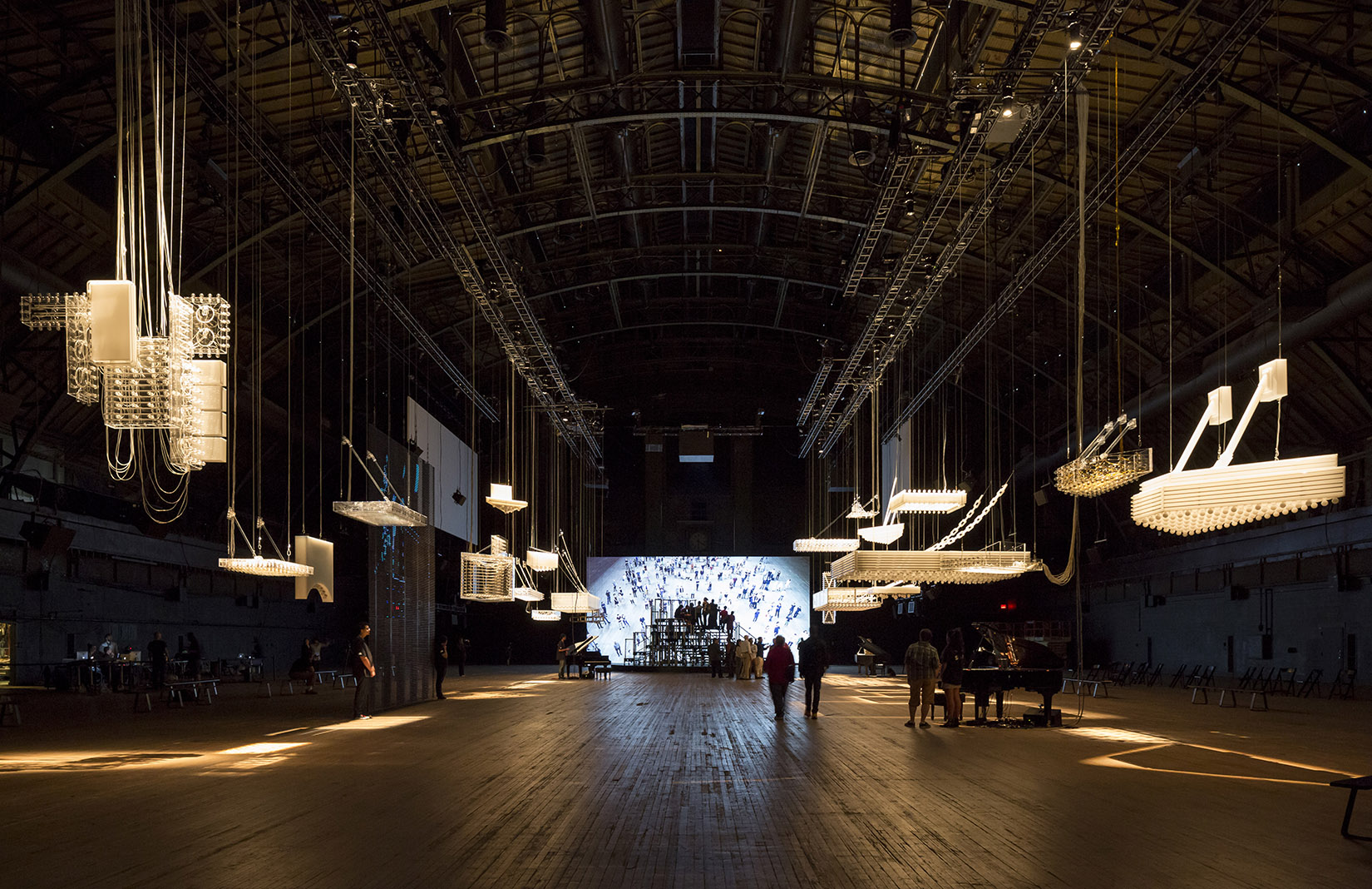 Installation view of Philippe Parreno’s H {N)Y P N(Y} OSIS at Park Avenue Armory