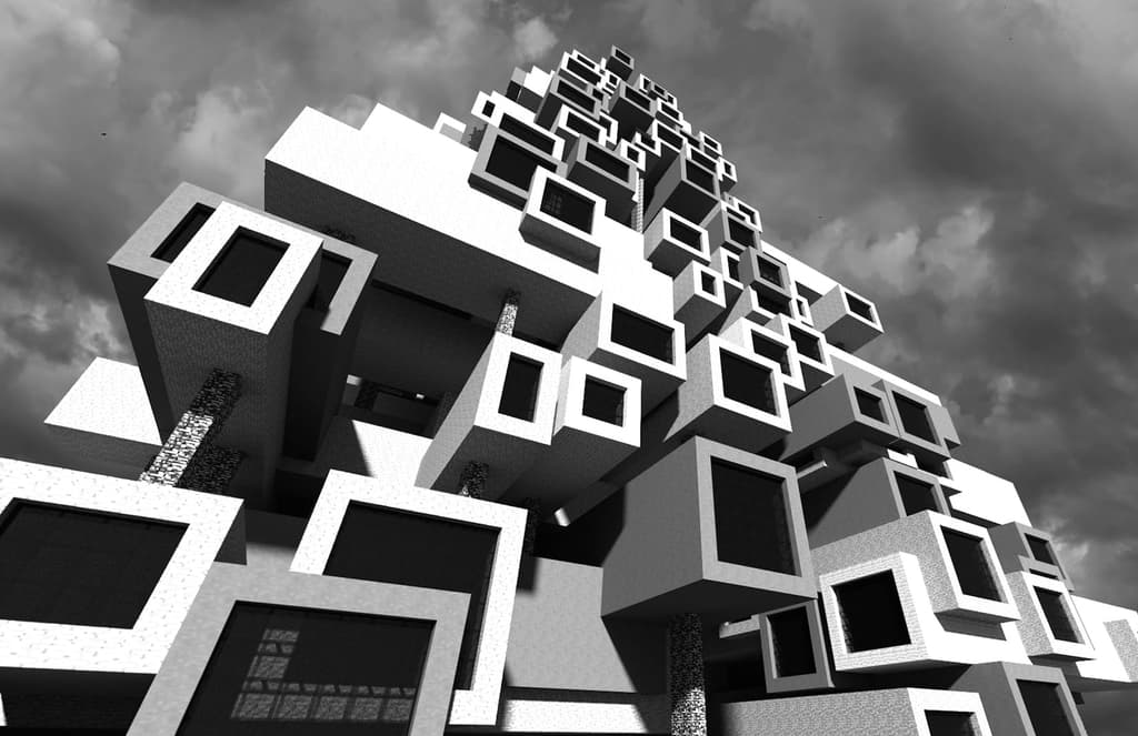 Gamers design Brutalist buildings on Minecraft