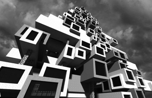 Gamers design Brutalist buildings on Minecraft