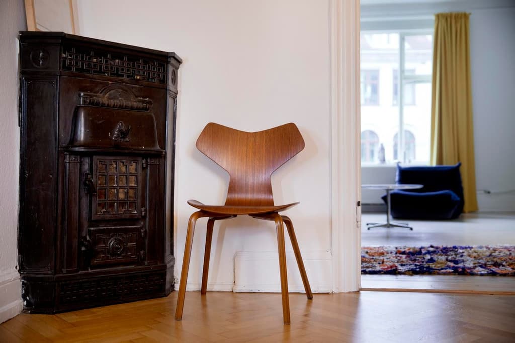 Fireplace and chair. Kasper Bjorke and Fie Paruup, How I live, The Spaces. Photography Anne Mie Dreves