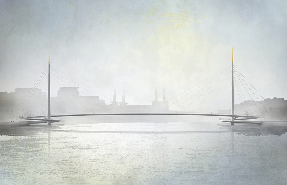 Nine Elms to Pimlico bridge proposal by Bystrup Architecture Design and Engineering, with Robin Snell & Partners, Sven Ole Hansen ApS, Aarsleff and ÅF Lighting