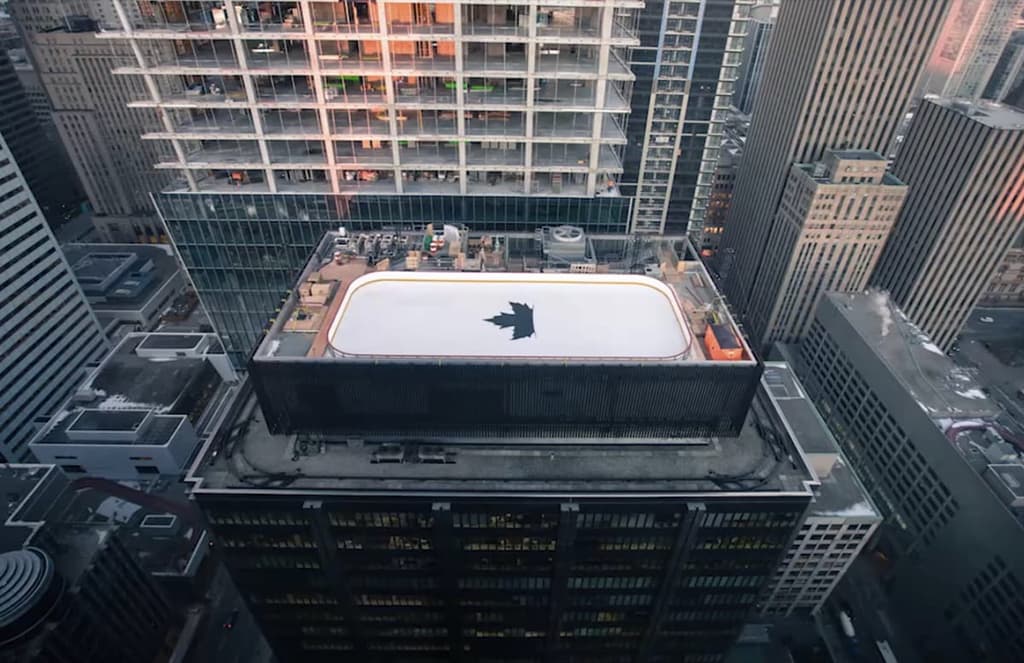 An ice hockey rink lands atop a Toronto tower