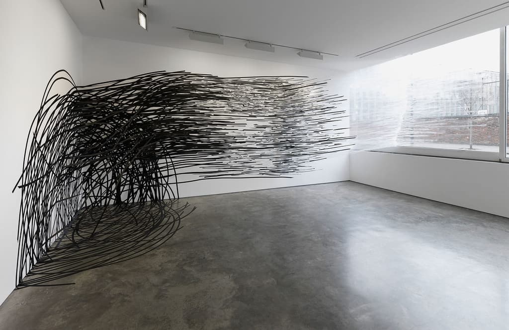 Lines leap off the wall in London’s Lisson Gallery