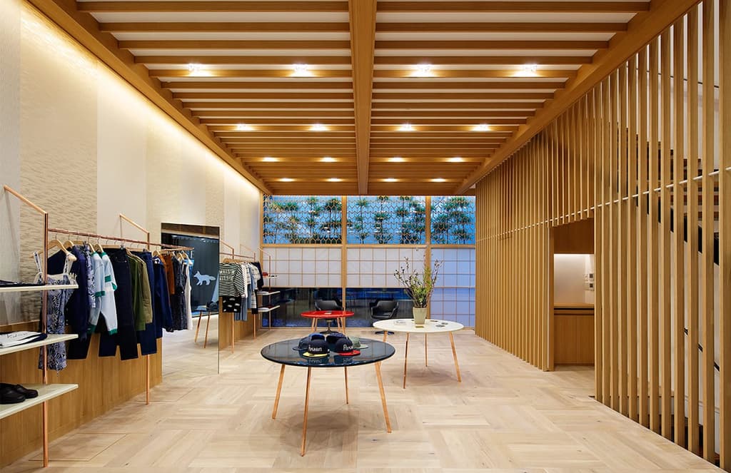 New Maison Kitsuné store in Tokyo’s Daikanyama riffs on demolished Hotel Okura
