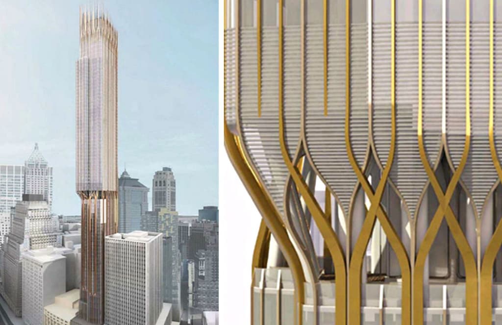Golden supertall tower planned for NYC’s 45 Broad Street