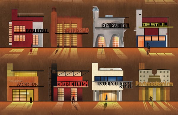 Federico Babina illustrates a guide to architectural styles of the past few decades