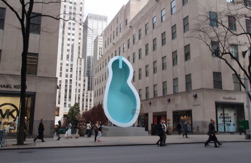 A sideways swimming pool will pop up beside New York’s Rockefeller Center