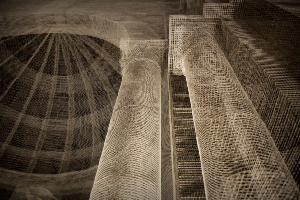 Artist Edoardo Tresoldi builds ghostly ruins inside Paris' Le Bon