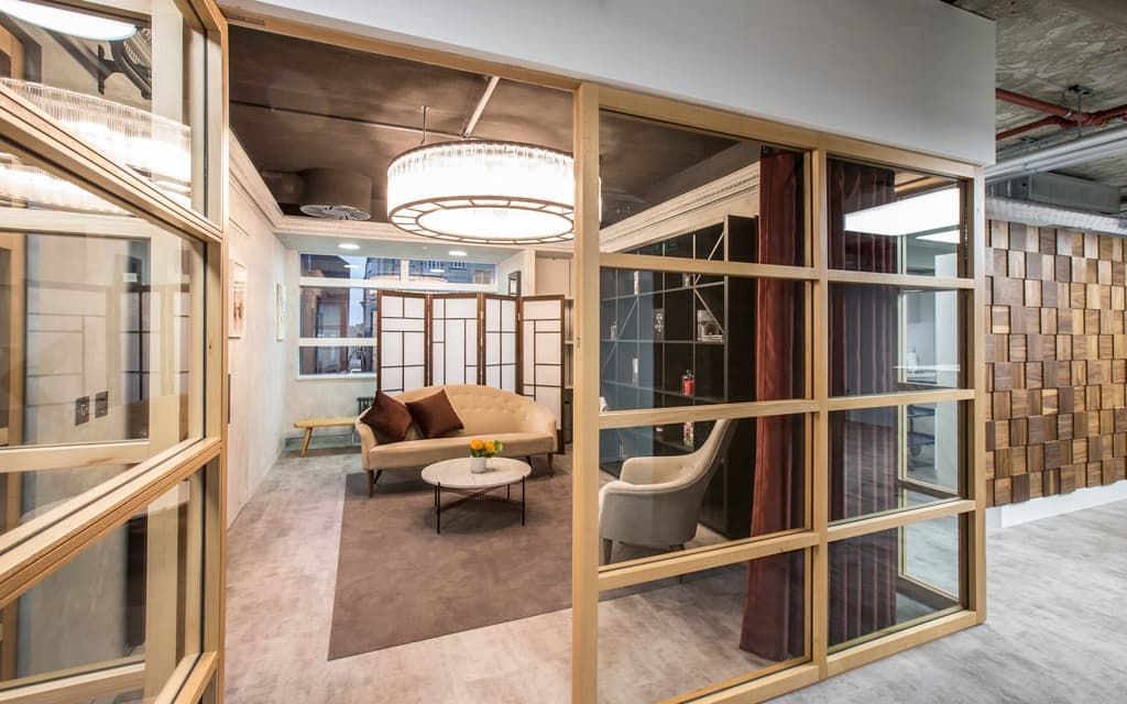 A meeting room, which takes cues from a Japanese Shoji