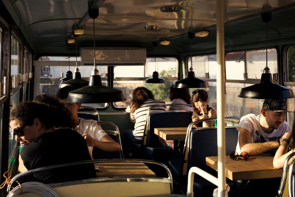 Inside Village Underground Lisbon's co-working space, which comprises upcycled buses and shipping containers. Photography: VUL