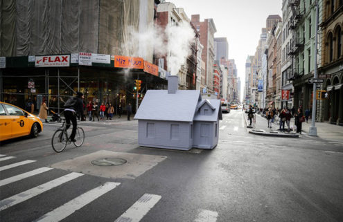 Artist Mark Reigelman covers New York’s steaming manholes with a little hut