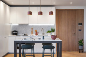 Television Centre Pavilion at 89 Wood Lane. Interior architecture by AHMM and interior furnishings by Suzy Hoodless. Courtesy of Television Centre/Stanhope. Photography: Guy Archard