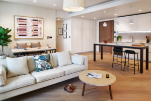 Television Centre Pavilion at 89 Wood Lane. Interior architecture by AHMM and interior furnishings by Suzy Hoodless. Courtesy of Television Centre/Stanhope. Photography: Guy Archard