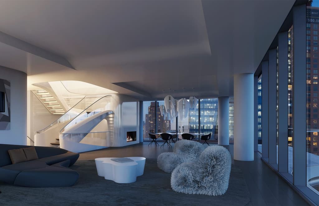 Penthouse at Zaha Hadid’s only New York residential building goes on sale
