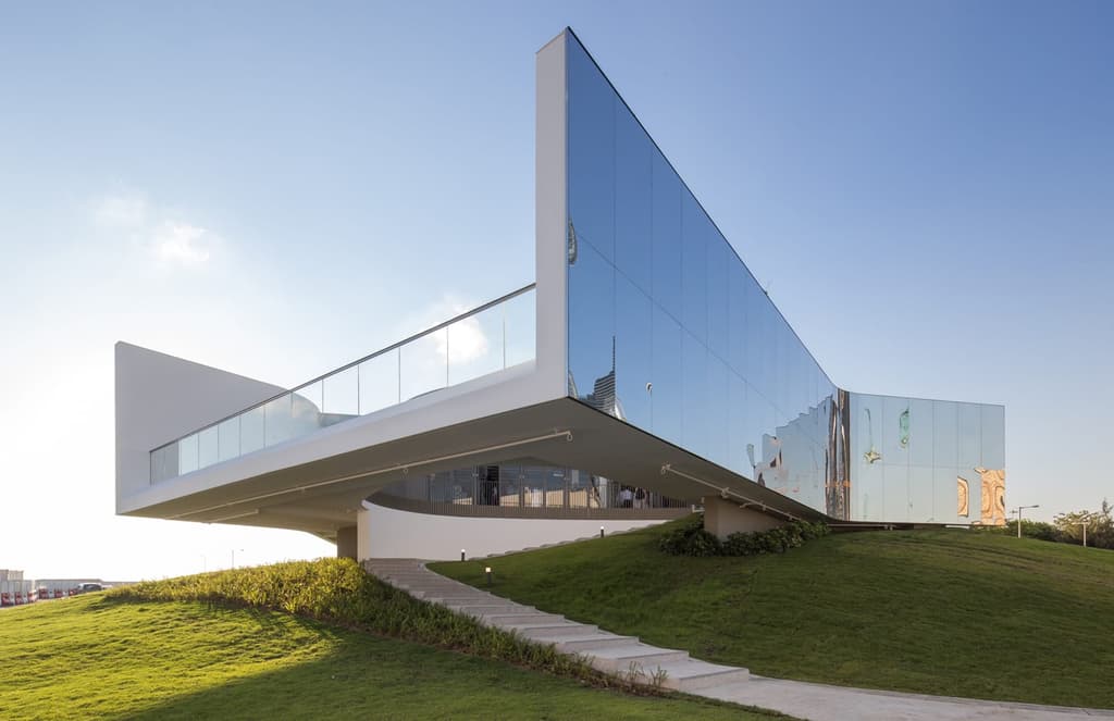 Mirrored walls wrap the new M+ Pavilion in Hong Kong’s West Kowloon
