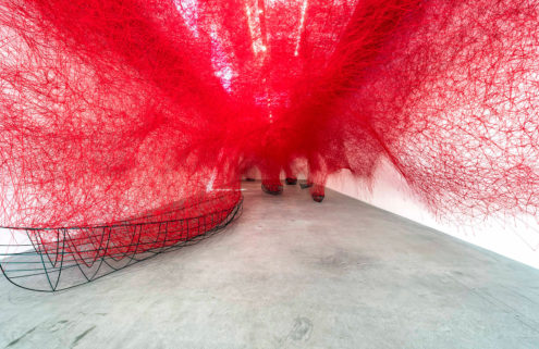 Artist Chiharu Shiota unleashes a giant ball of yarn inside Berlin’s Blain|Southern