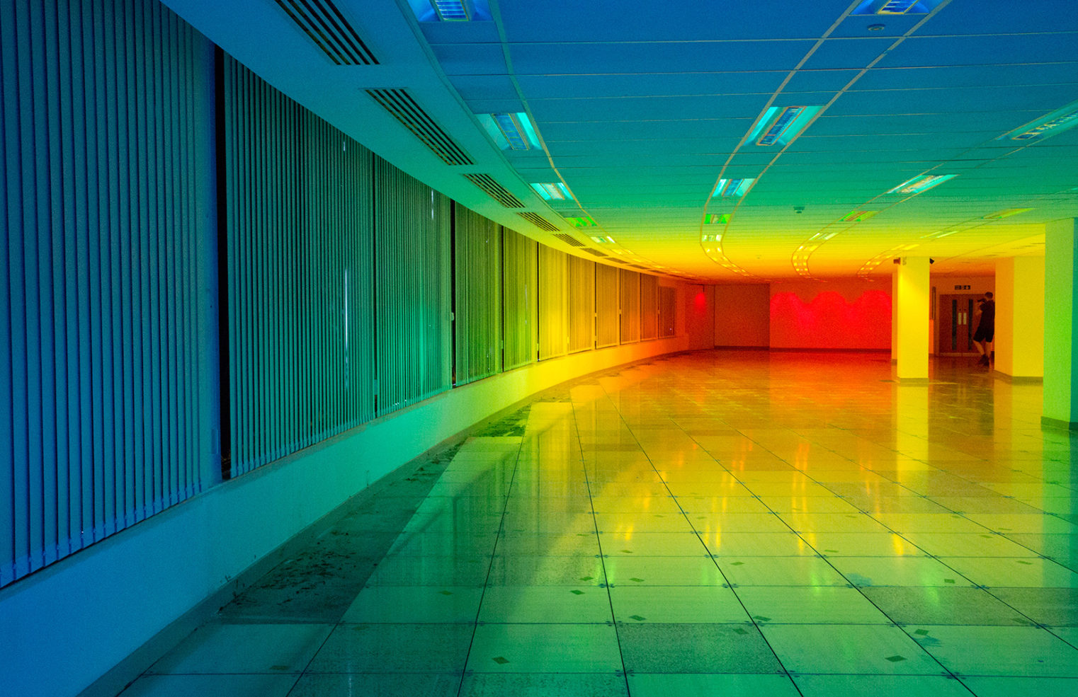 Artist Liz West creates a rainbow at the Bristol Biennial