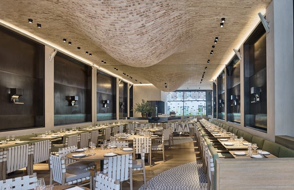Fucina opens this week with a bulbous ceiling inspired by a pizza oven