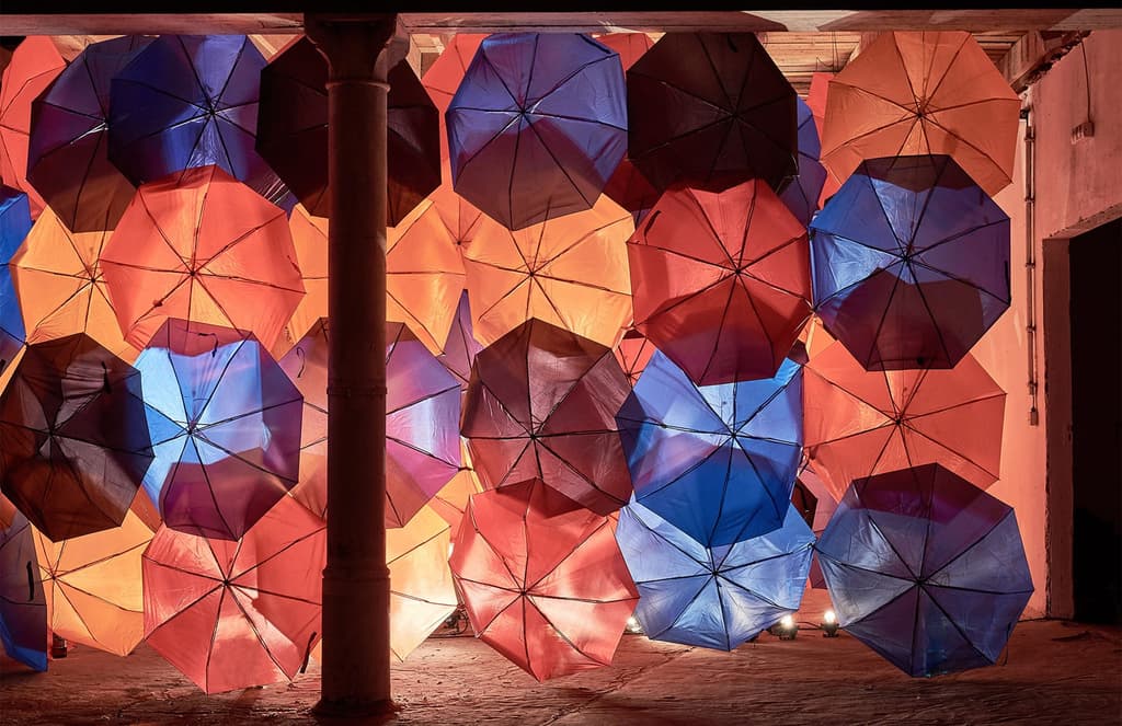 Artists fill a Berlin brewery with 400 umbrellas