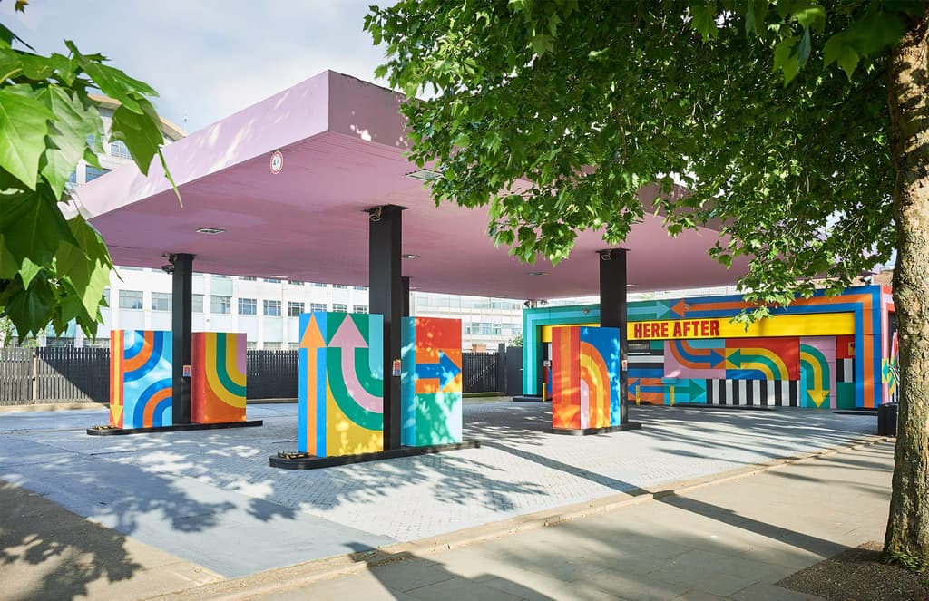 Derelict petrol station becomes a dazzling artwork in London