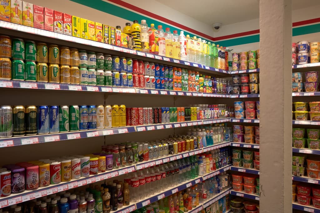 Xu Zhen, <em>XUZHEN Supermarket<em>, (2007/2017), installation view, Sadie Coles HQ, The Shop, London. (c) Copyright Xu Zhen. Courtesy Xu Zhen & MadeIn Company, Shanghai, & Sadie Coles HQ, London. Photography: Robert Glowacki