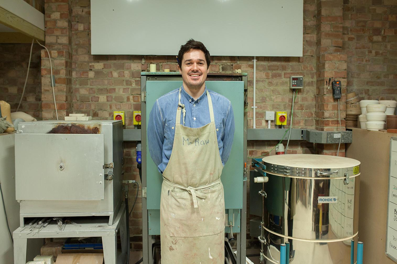 Ceramicist Matthew Raw in his Haggerston studio space. Photography: Marina Castagna