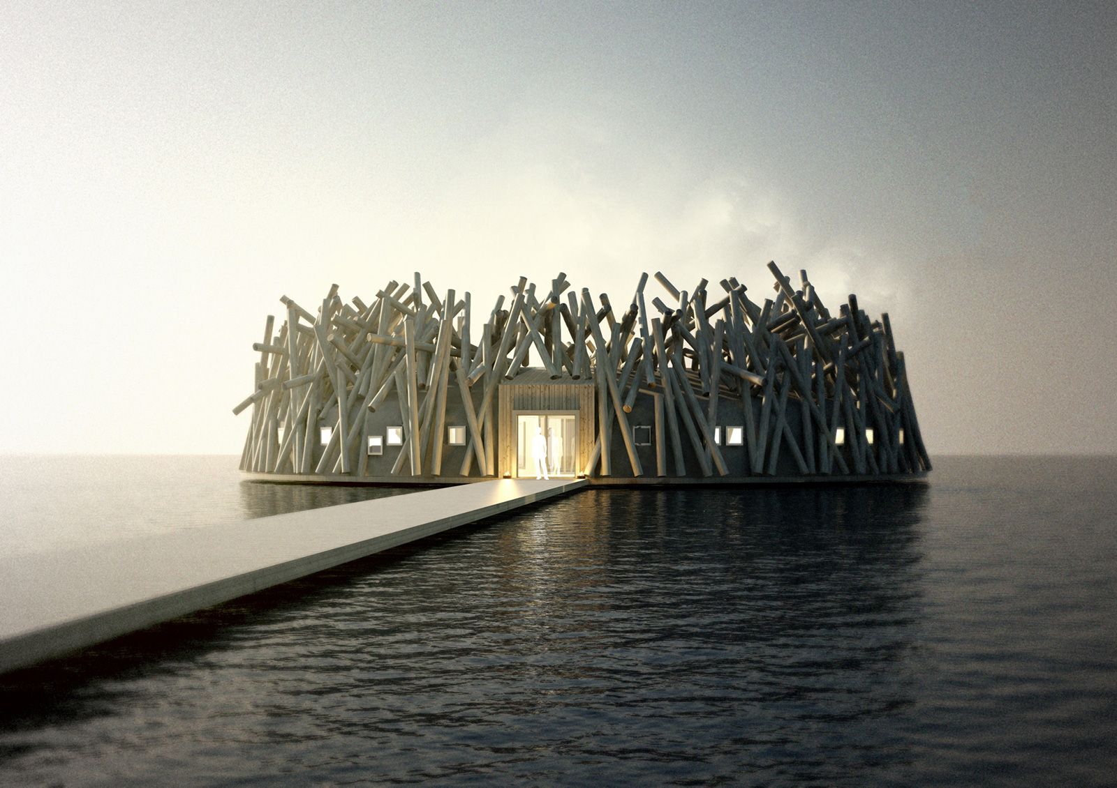 Render of the Arctic Bath spa retreat in Harads, Swedish Lapland