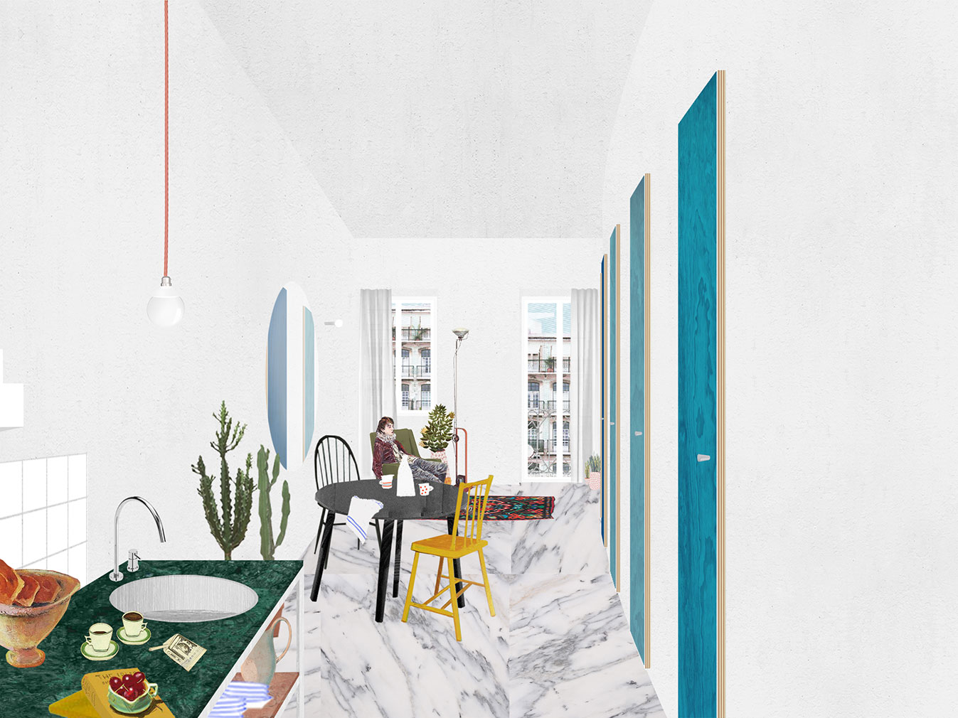 A collage of an apartment by Atelier Fala