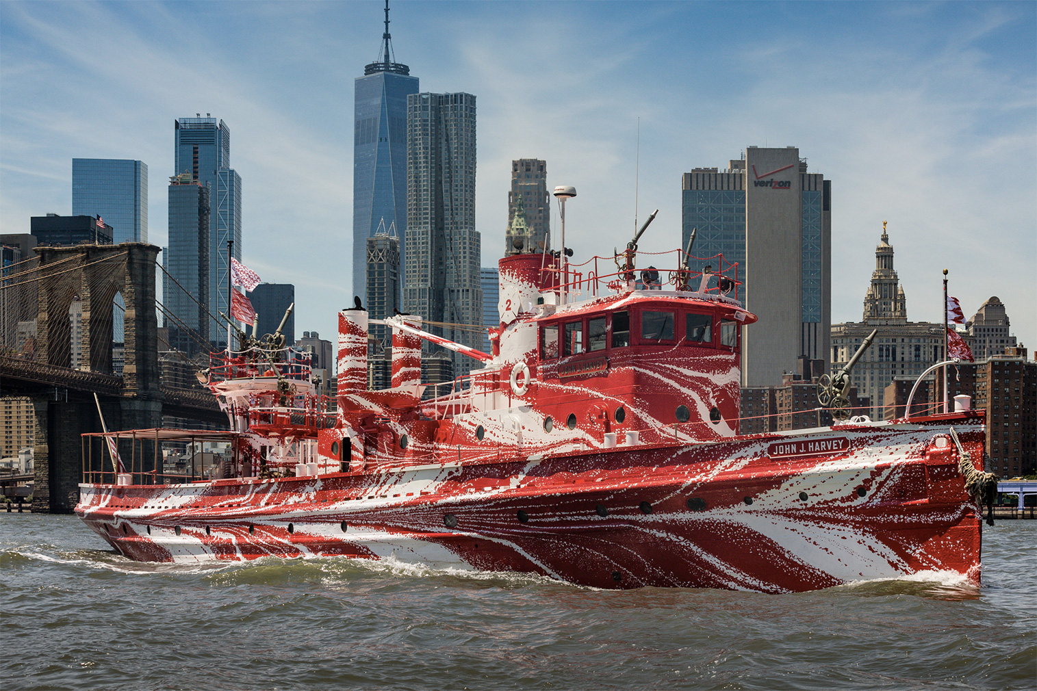Dazzling fireboat artwork by Tauba Auerbach drops anchor in New York