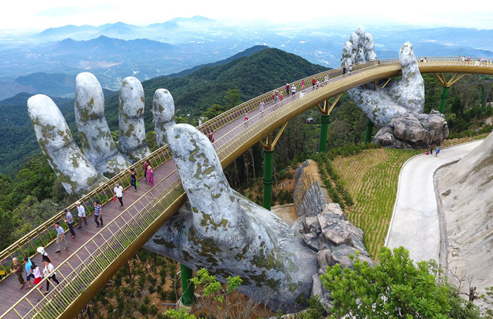 The Golden Bridge in Ba Na Hills resort, Vietnam. Image: The Spaces