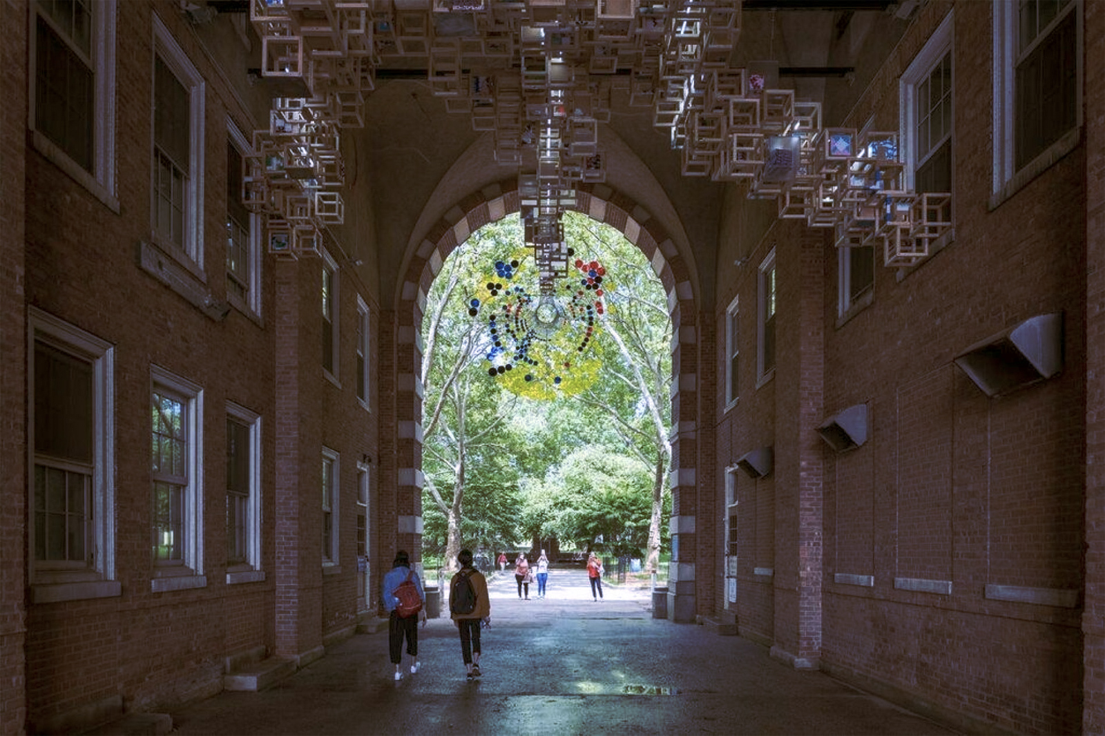 Jacob Hashimoto creates a paper cloud in a chapel on Governors Island