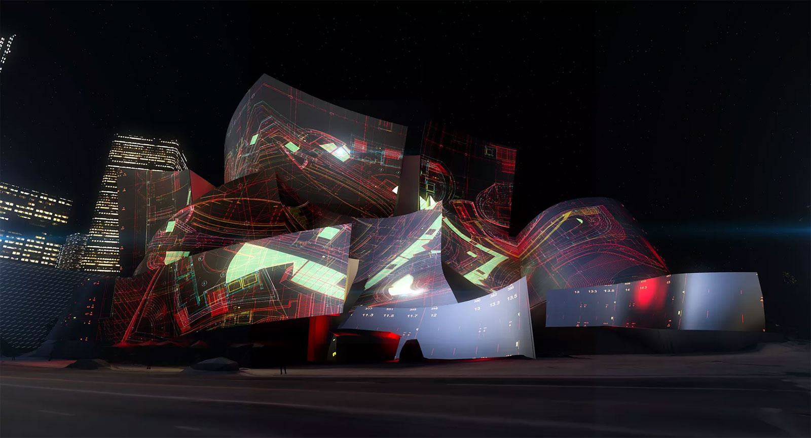 Walt Disney Concert Hall transformation by Refik Anadol Studio
