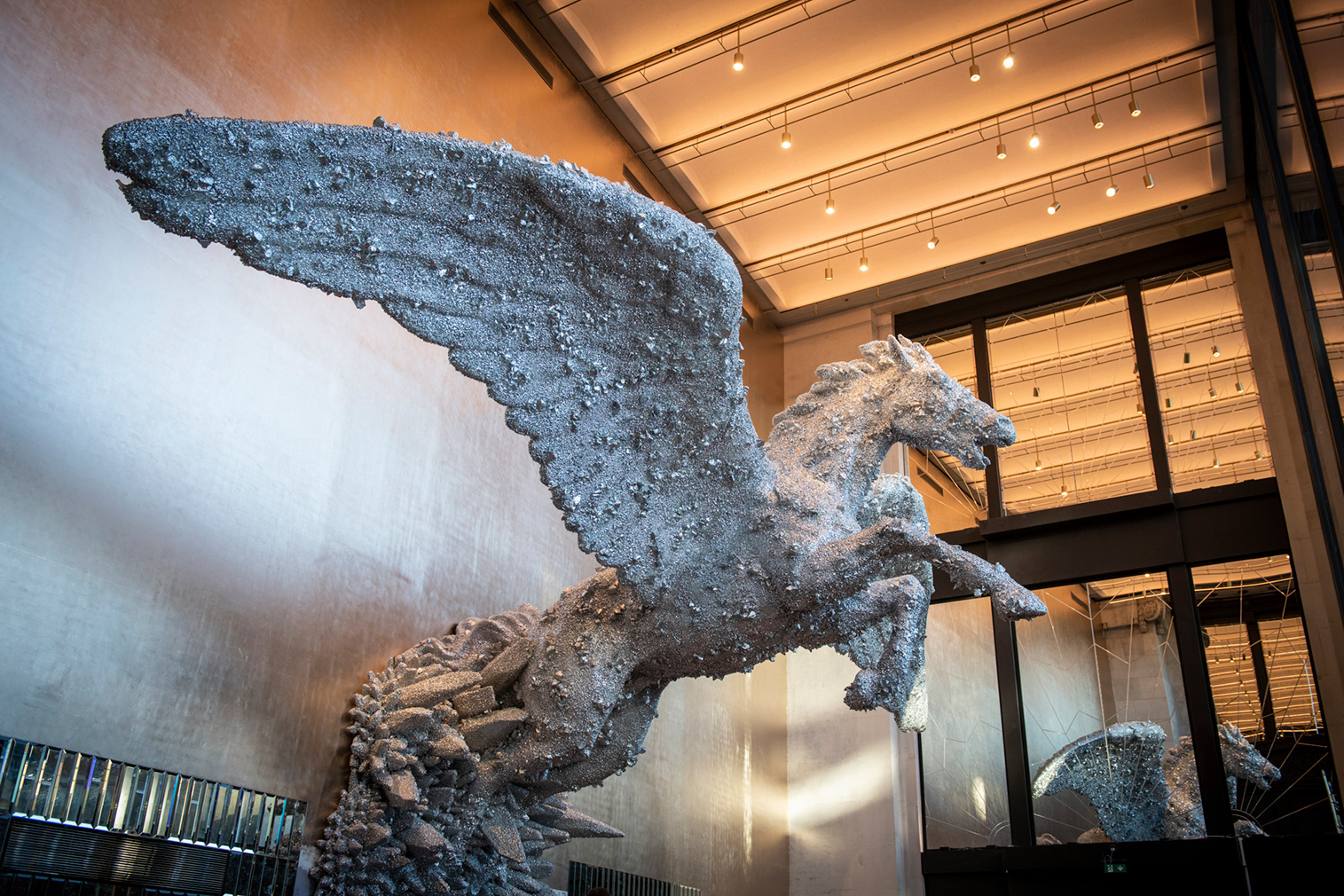 Selfridges’ Brasserie of Light features a 24-ft-tall flying horse by Damien Hirst