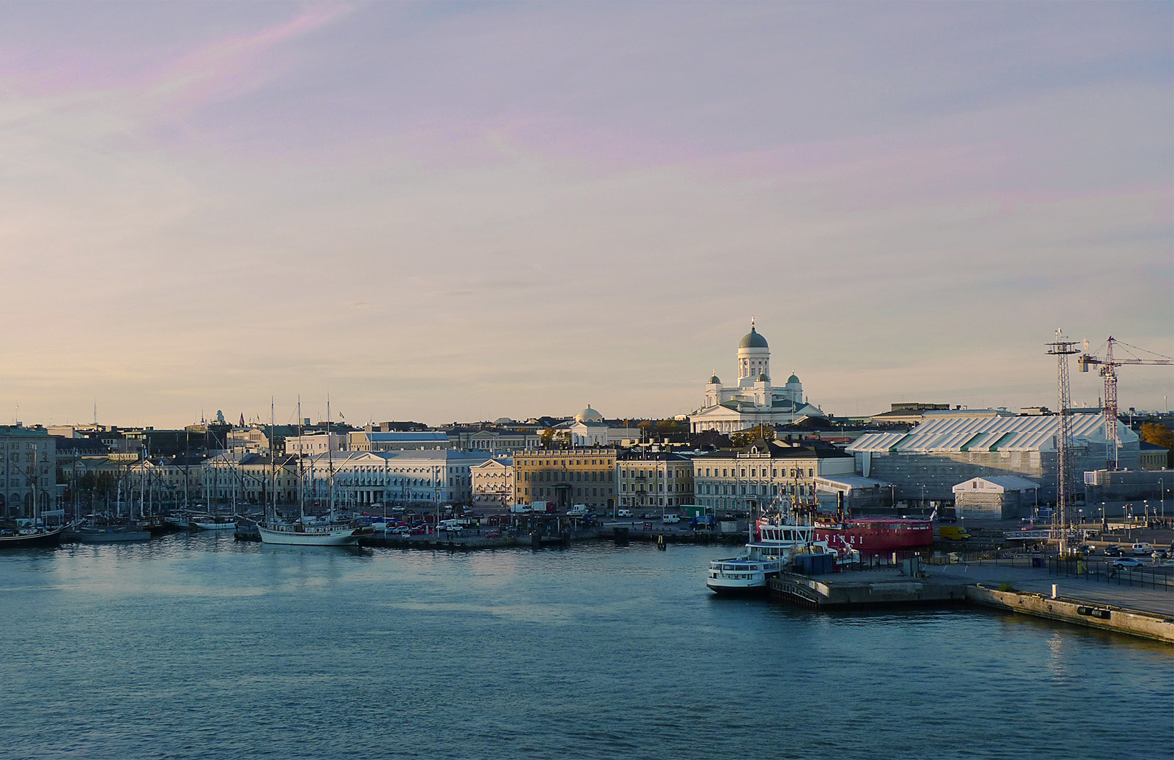 Helsinki Marina and Port at dusk
