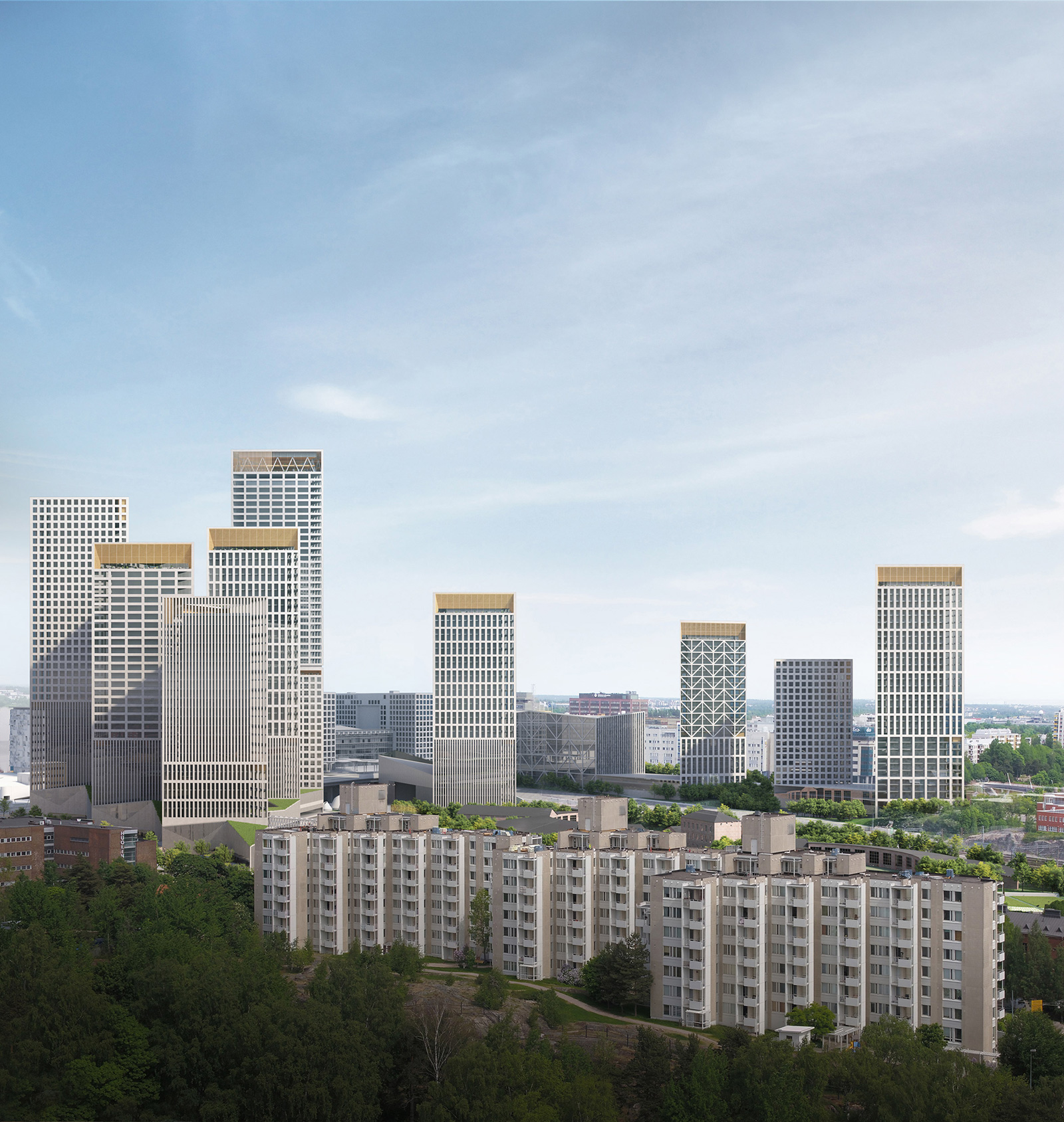 Trogoni towers in Helsinki, part of Lahdelma & Mahlamäki's masterplan for the city