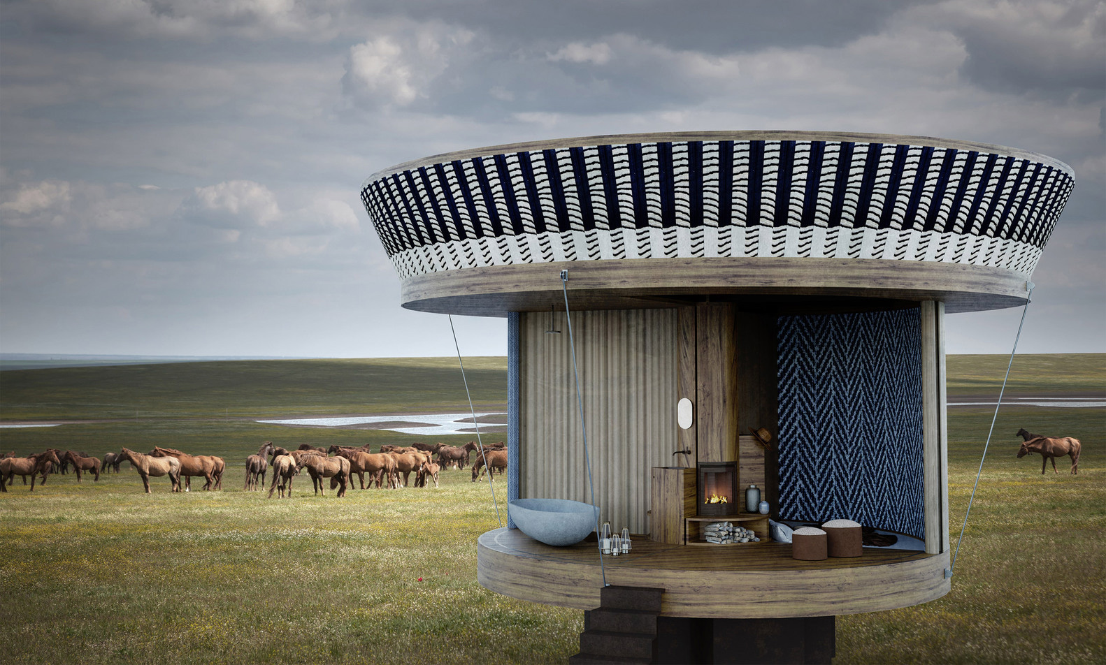 Casa Ojalá is reminiscent of a yurt thanks to its fabric walls and sliding canopy