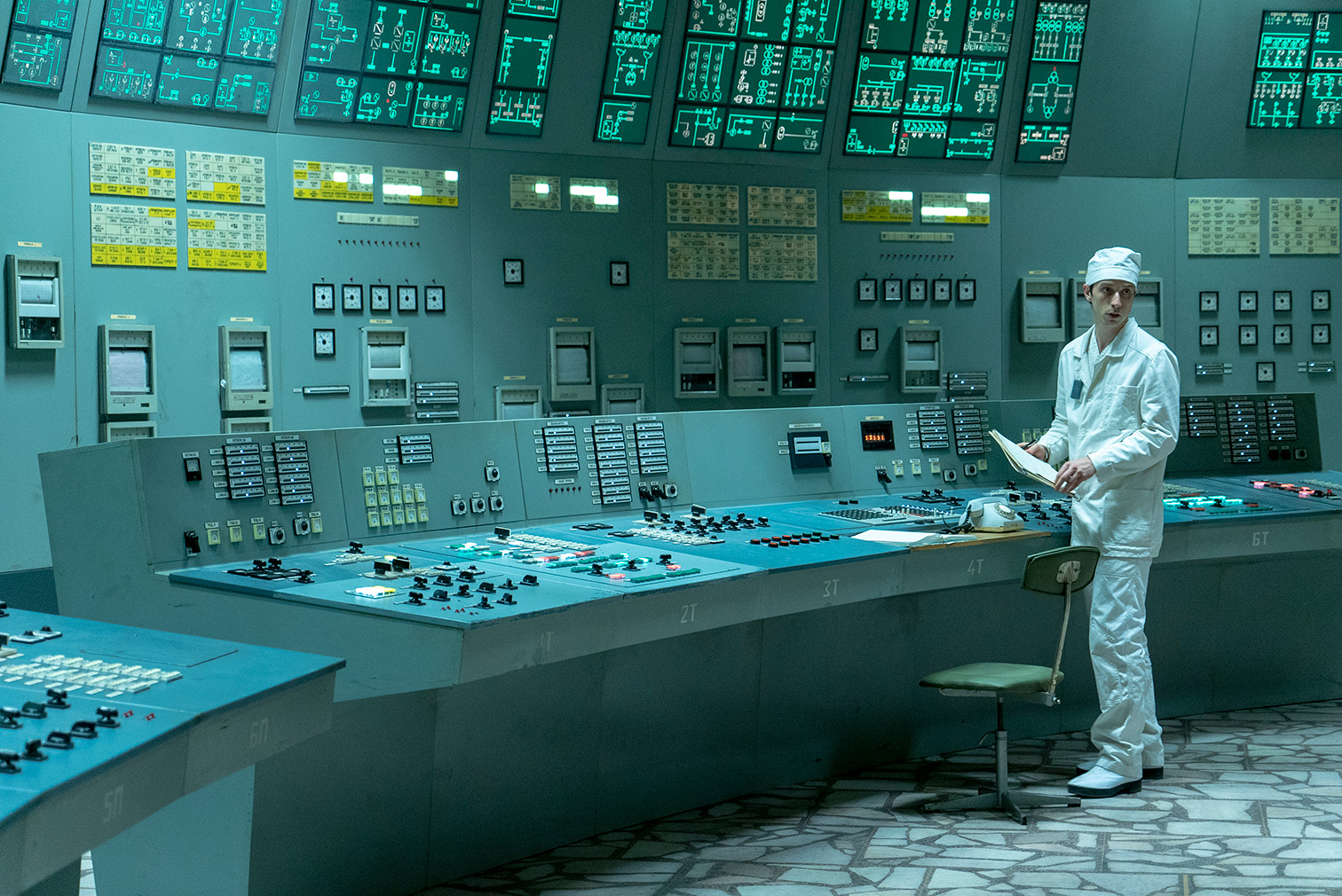 The control room from Chernobyl was recreated using historic photographs