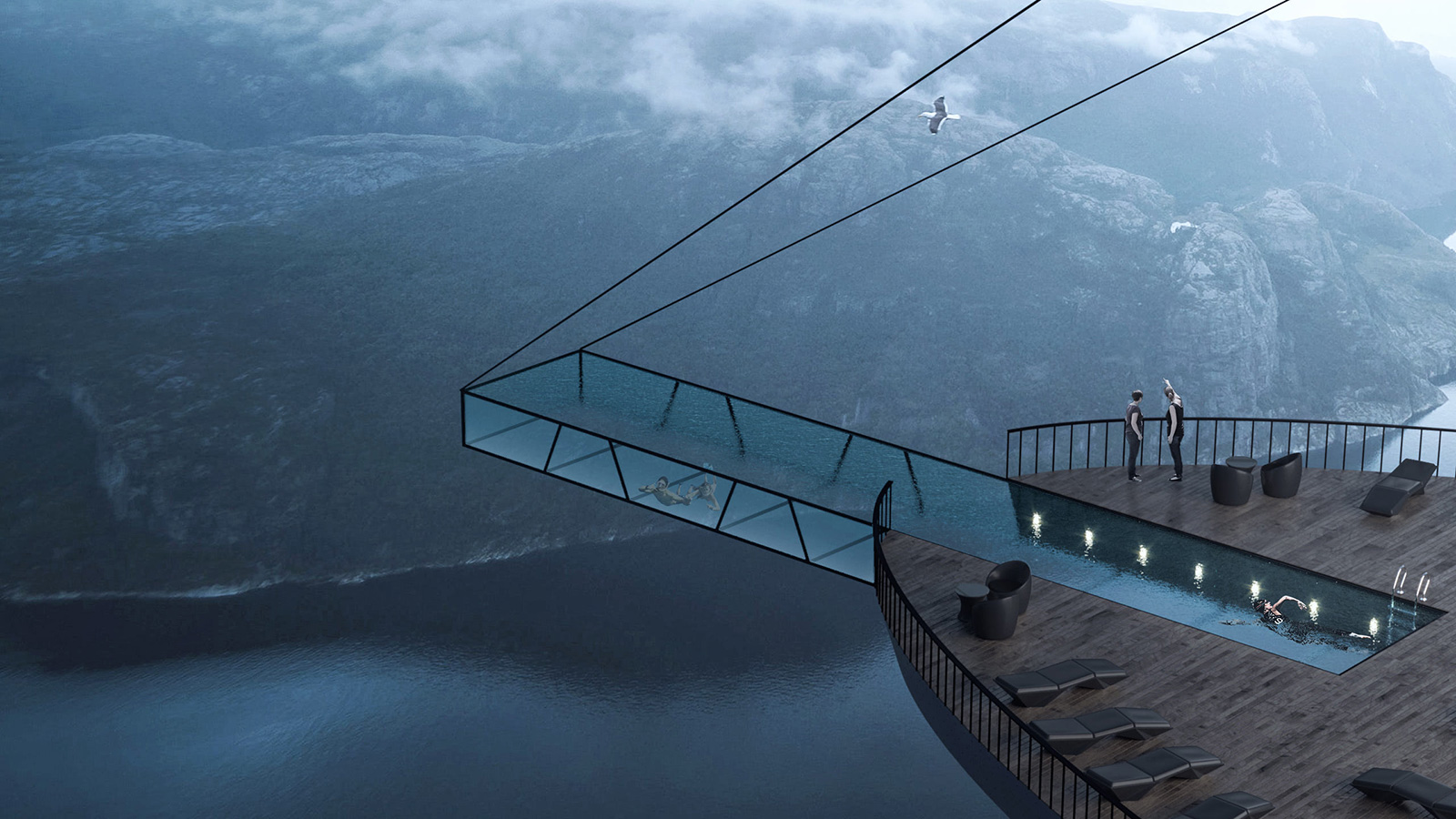 This hotel concept hangs over one of Norway’s biggest fjords