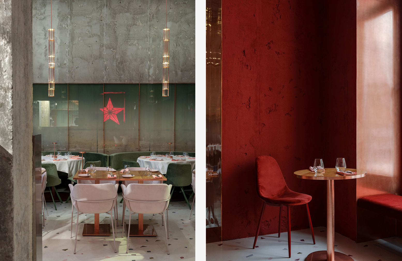 Pastel and concrete reigns supreme at Moscow’s Pink Mama restaurant