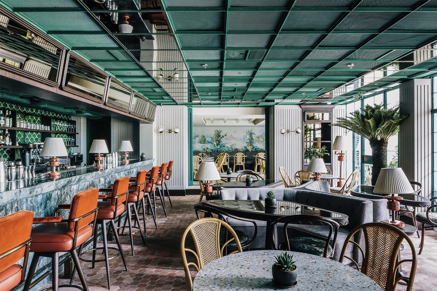 The Franco-tropical interiors of new Hong Kong restaurant Louise