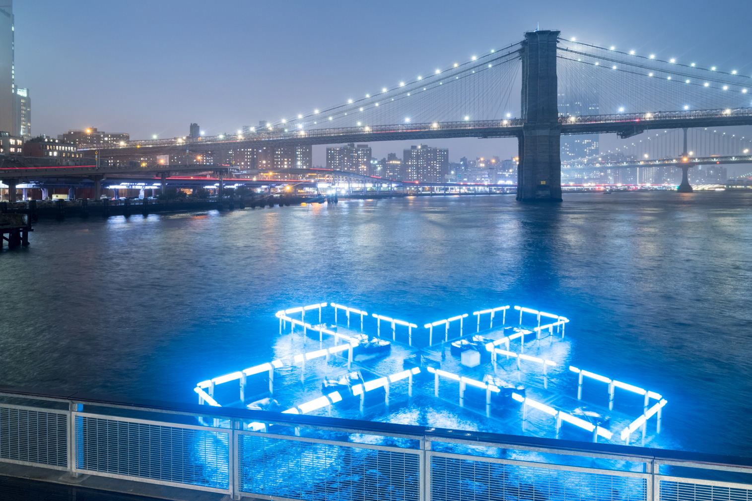 Floating LED sculpture on Manhattan’s East River