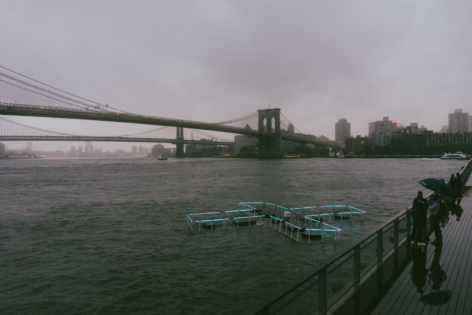 Floating LED sculpture on Manhattan’s East River,