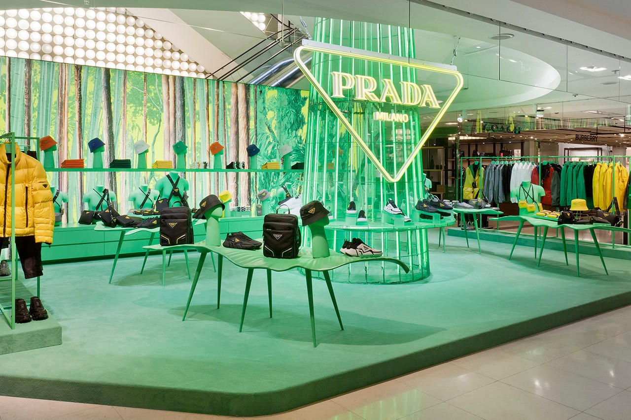 Tropical pavilions spring up inside Paris’s Galeries Lafayette courtesy of Prada
