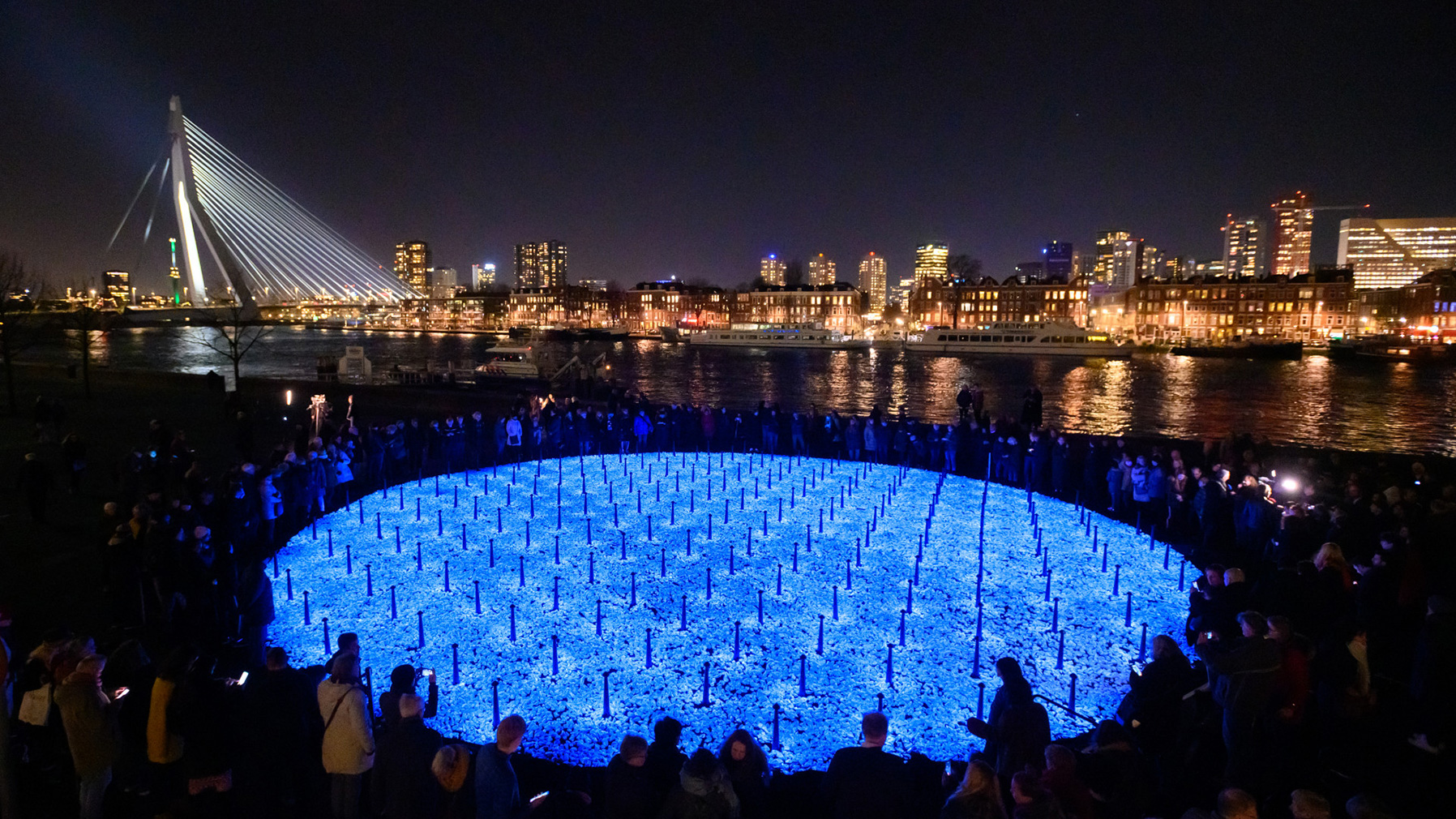 Glowing stones memorialise 104,000 Dutch Holocaust victims in Rotterdam