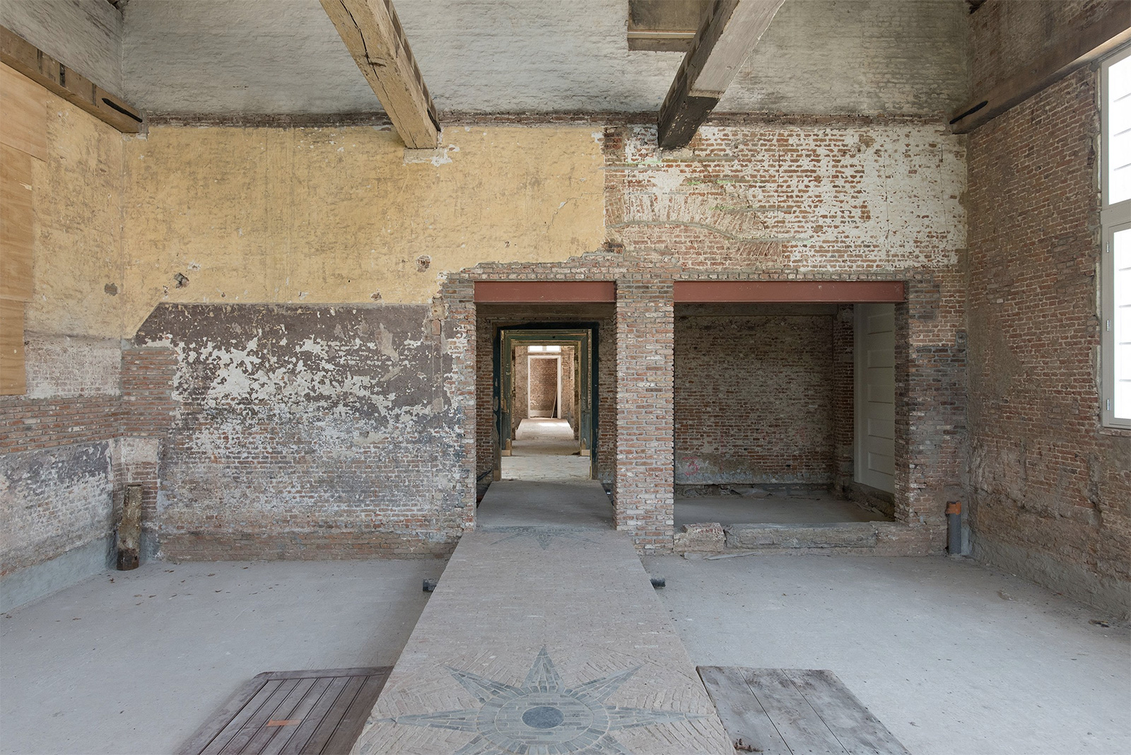 Patinaed brickwork sets the tone inside Antwerp's Stable restaurant